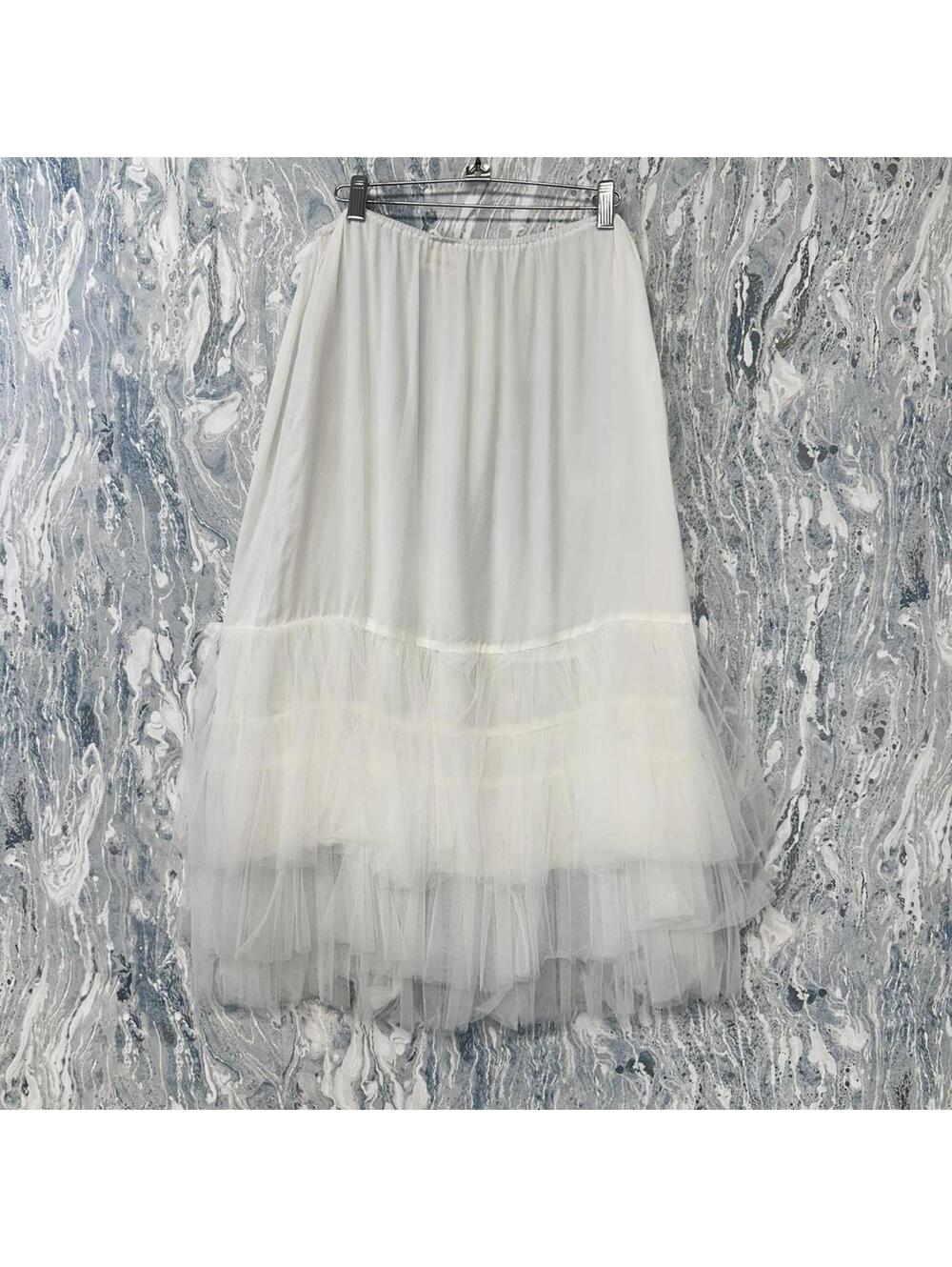 Bodil Boho White Tulle Petticoat Skirt (L)